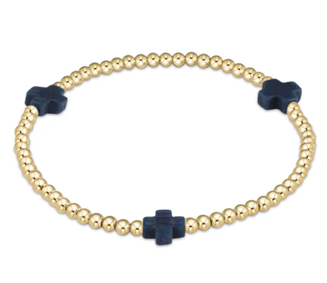 Cross Gold Bead 3mm Bracelet