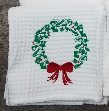 Xmas Wreath Waffle Towel