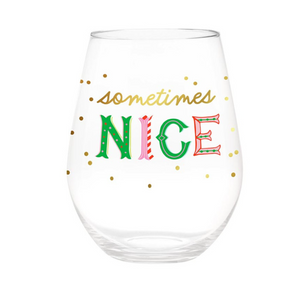 Naughty/Nice Stemless Wine Glass