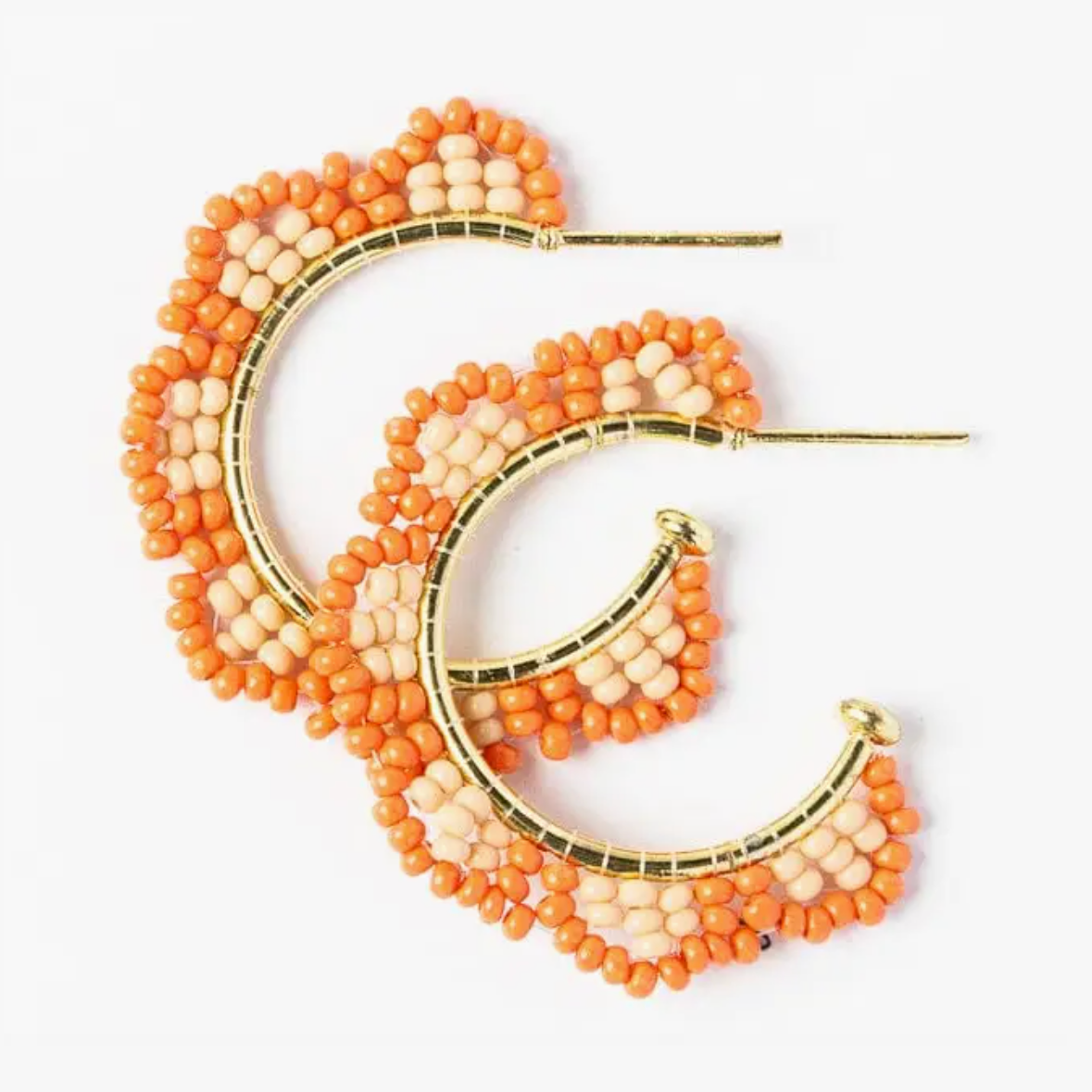 Luna Beaded Scallop Hoop Coral