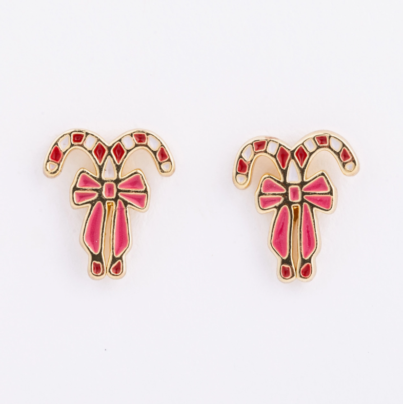 Candy Cane Bow Earrings