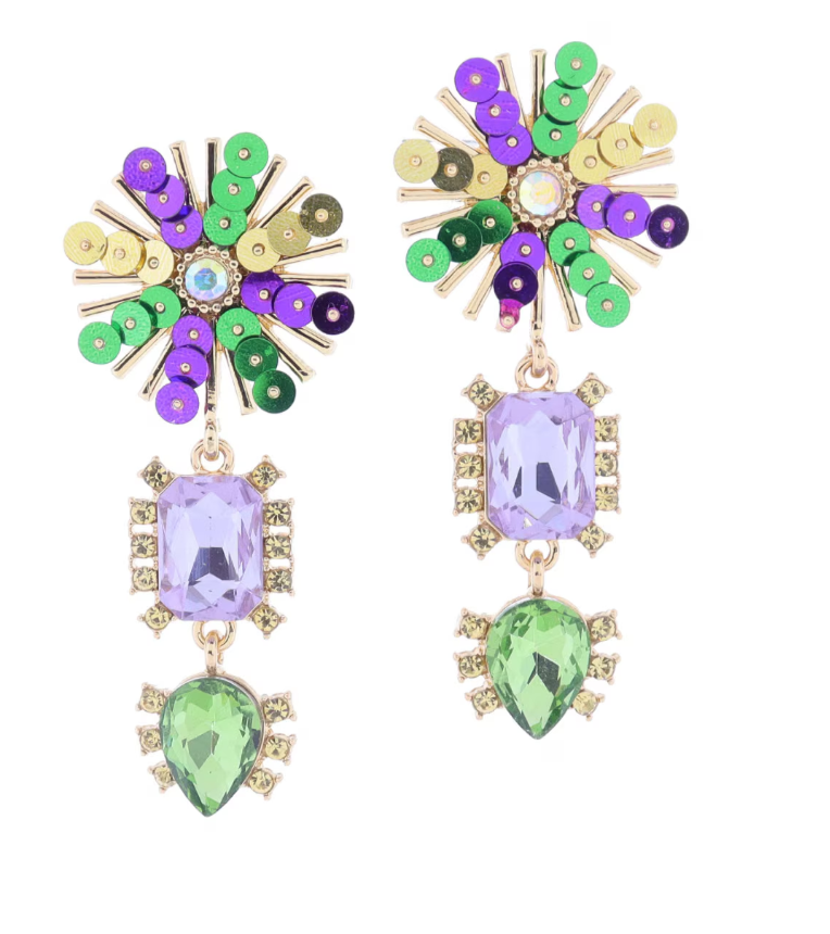 Mardi Gras Sunburst Earrings