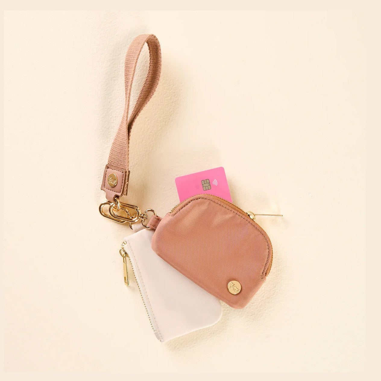 Duo Pouch Wristlet- Beige