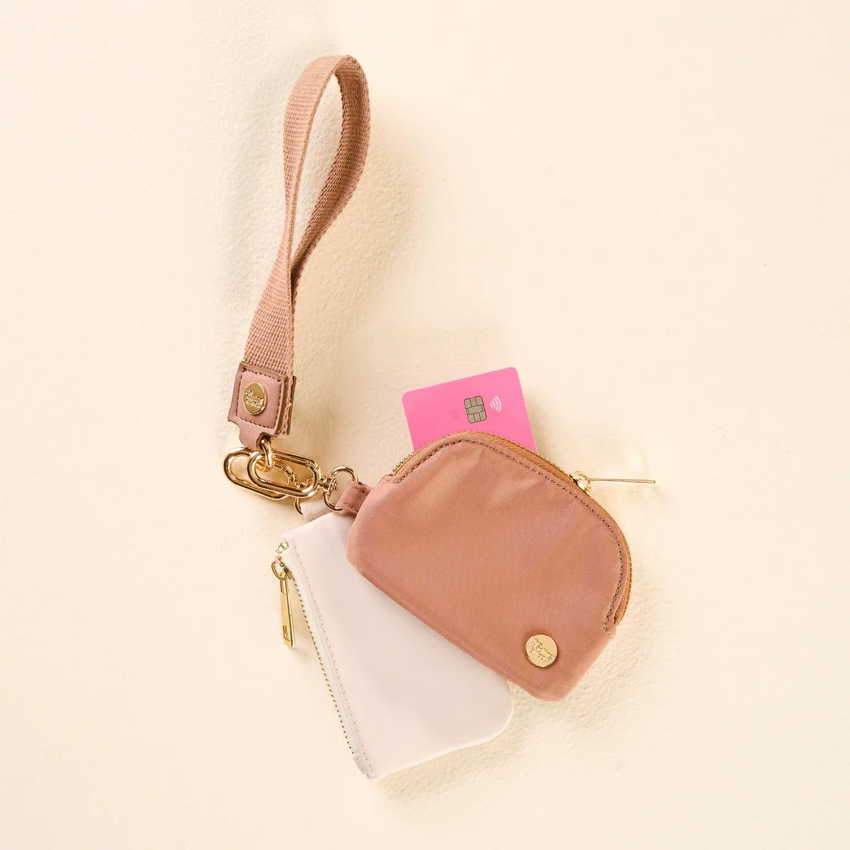 Duo Pouch Wristlet- Beige