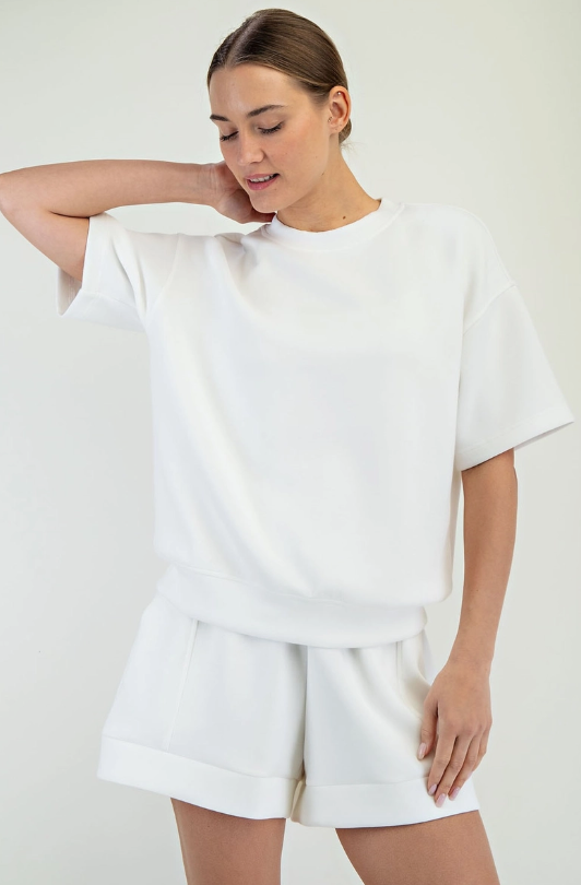 Cream Short Sleeve Top