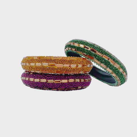 Purple, Green and Gold Bangle Set