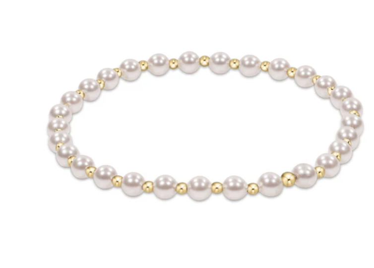 Classic Grateful Pattern 4mm Bead Bracelet Pearl