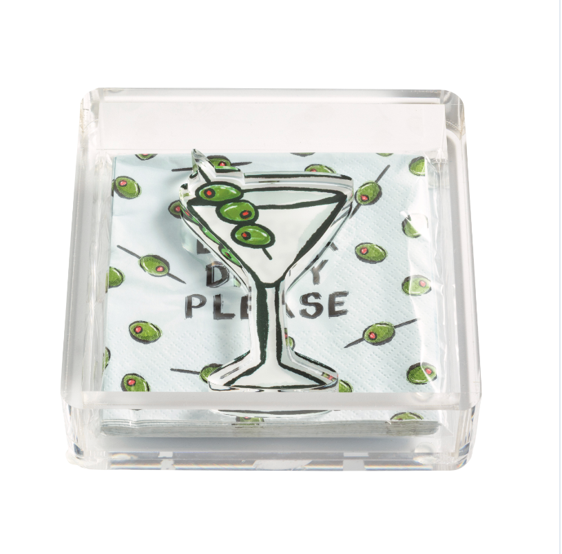 Martini Acrylic Napkin Caddy & Weight Set