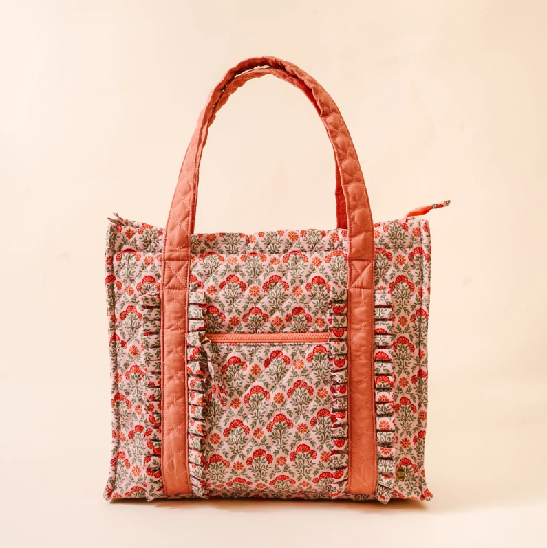 Quilted Tote Bag- Dusty Rose