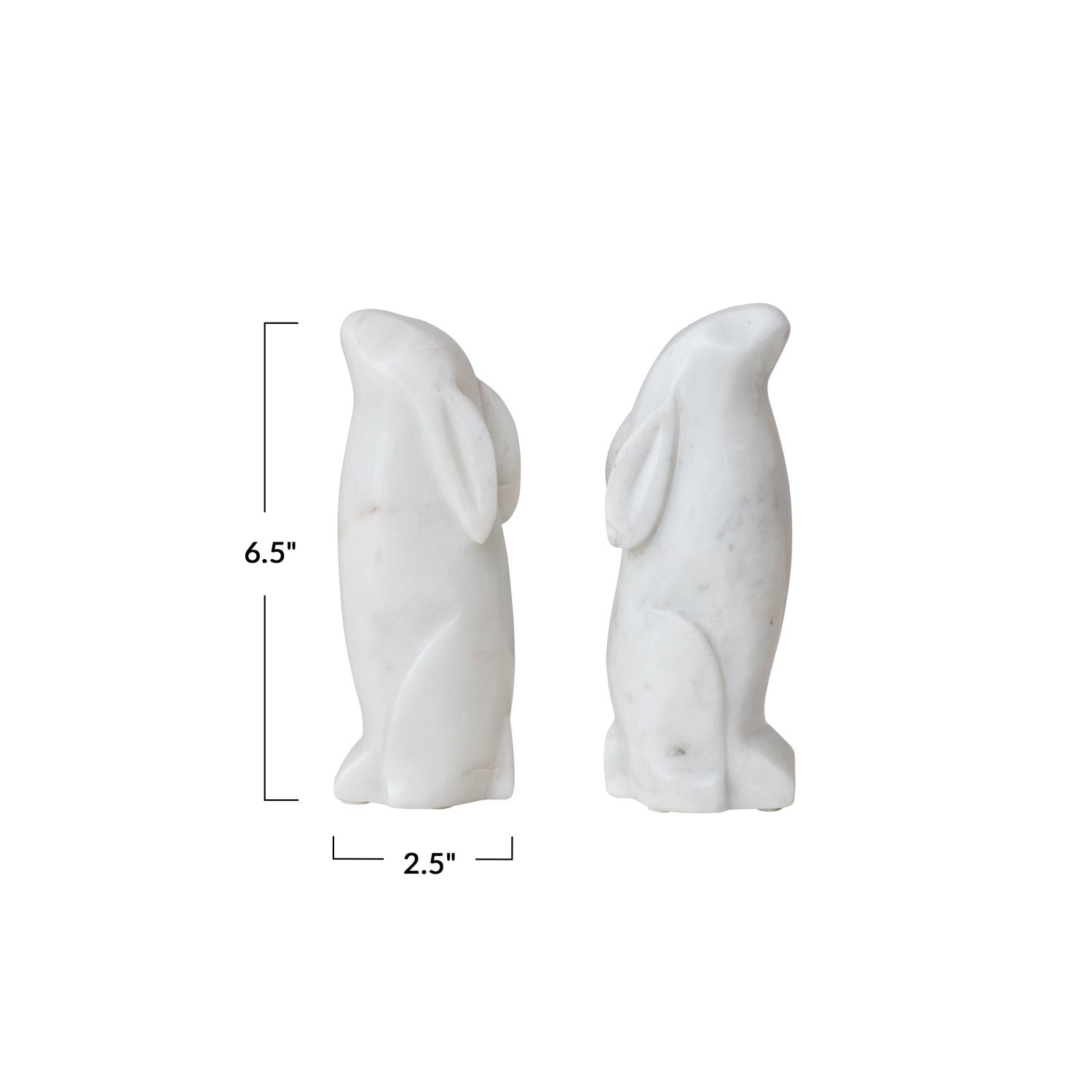 Hand-Carved Marble Rabbit Bookend (Sold Separately)