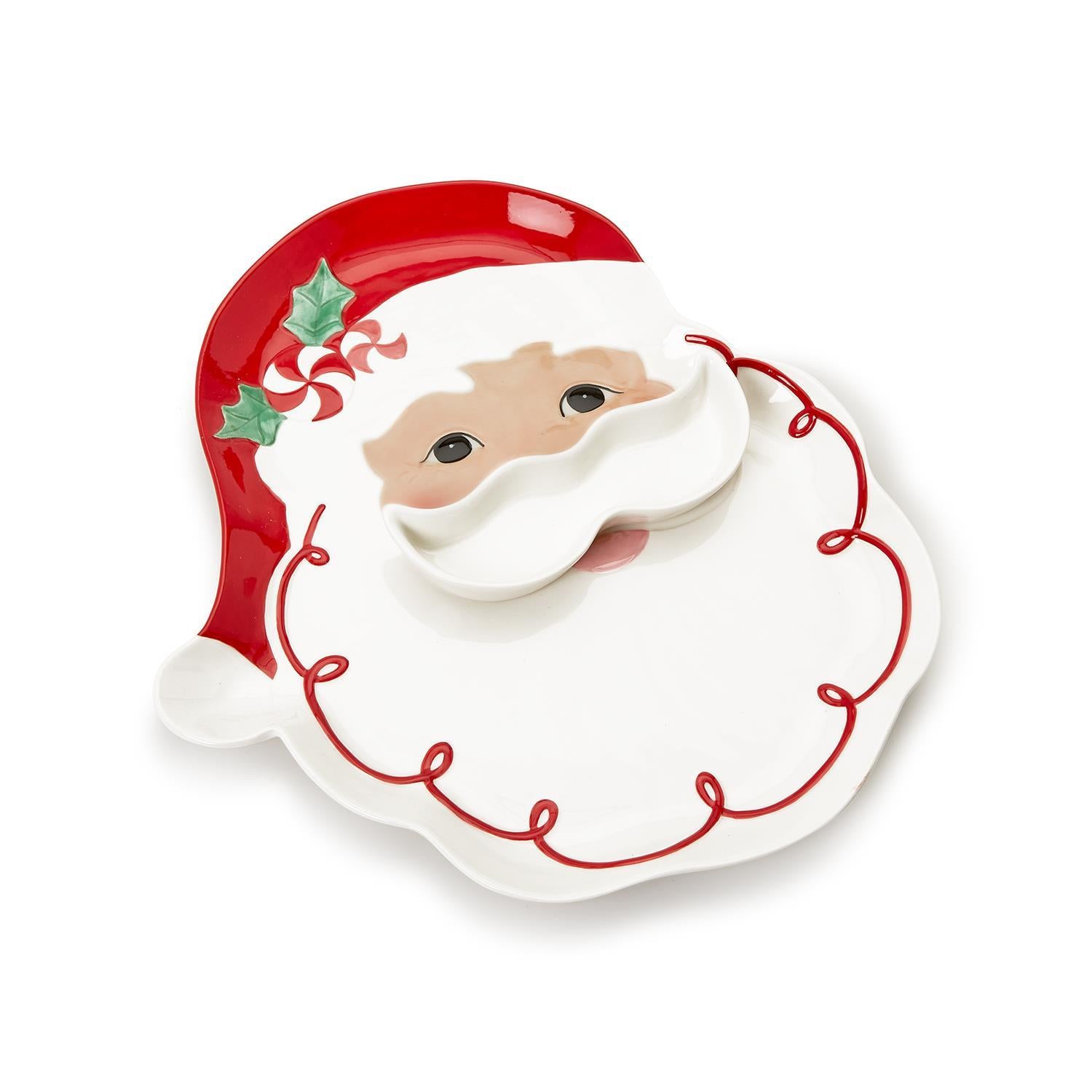 Santa Platter w/ Mustache Dipping Bowl