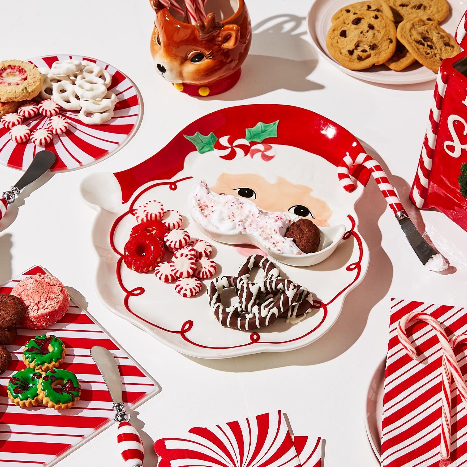 Santa Platter w/ Mustache Dipping Bowl