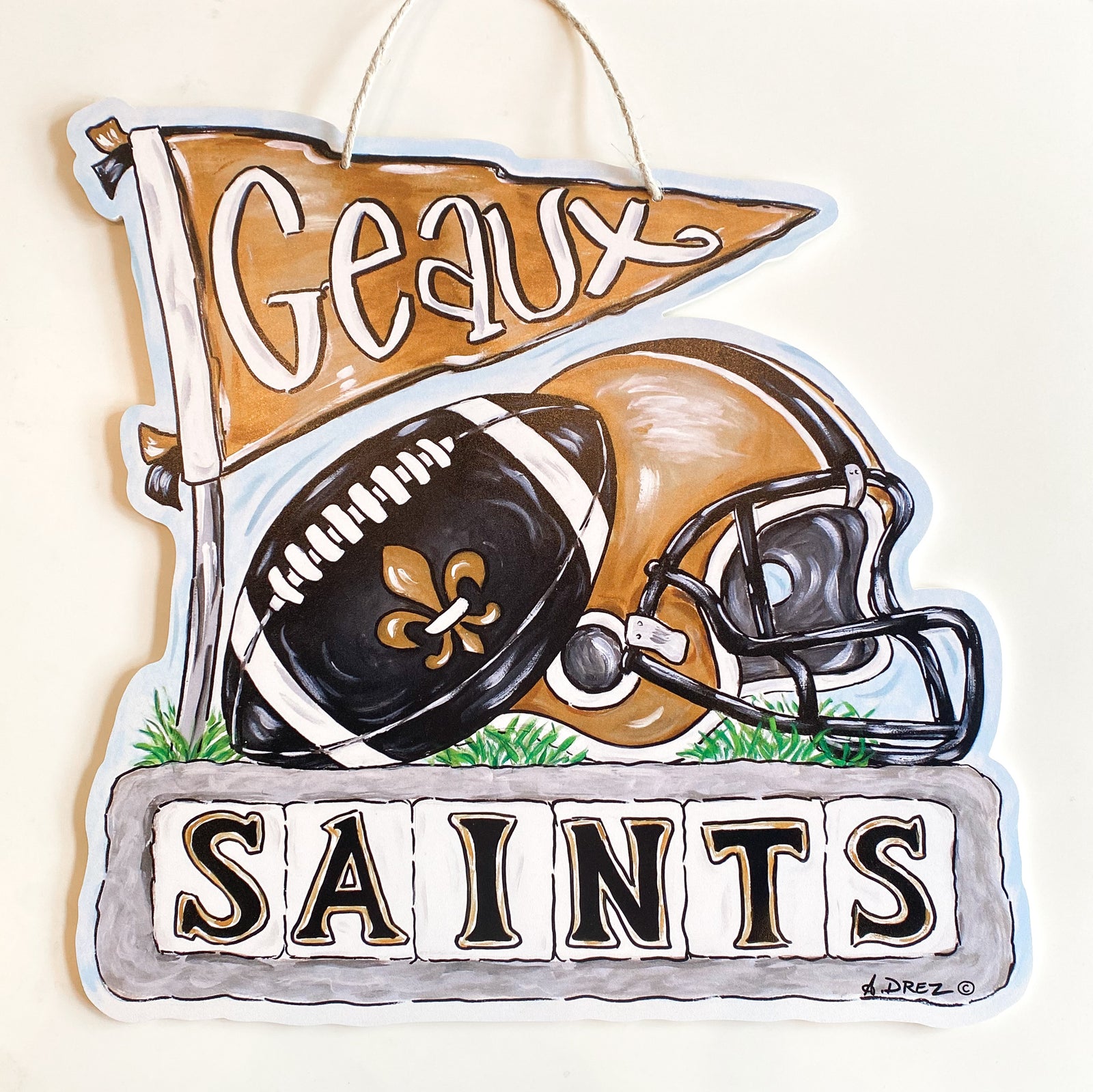 Saints Black & Gold Collage Door Hanger