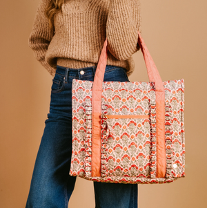 Quilted Tote Bag- Dusty Rose