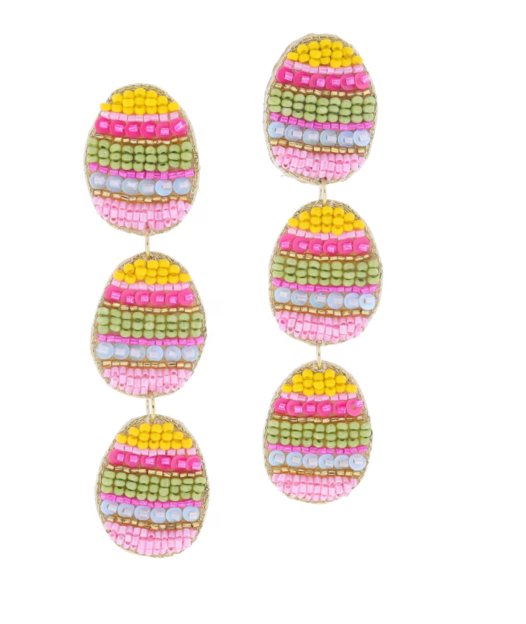 Tiered Beaded Easter Egg Earrings