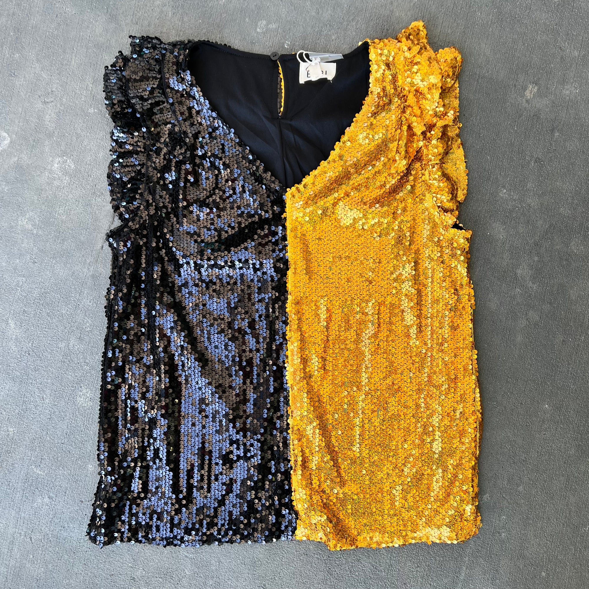 Blk/Gld Color Block Sequin Top (FINAL SALE)