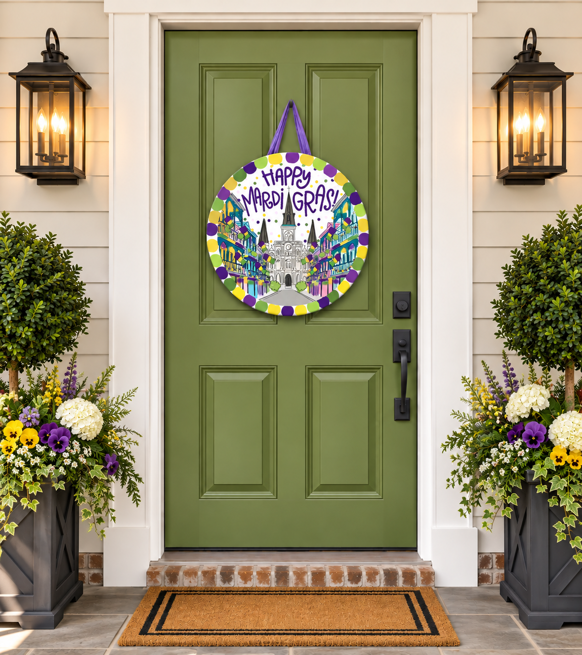 NOLA Mardi Gras Door Hanger