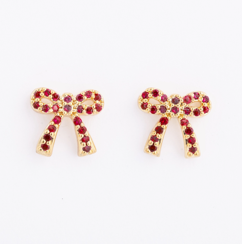 Red Holiday Bow Earrings