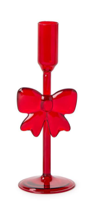 Red Bow Taper Candle Holder