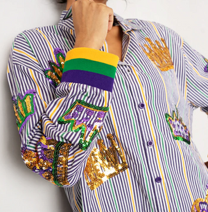 Mardi Gras Pinstripe Sequin Shirt