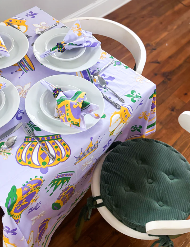 Mardi Gras Crown Tablecloth Lavender