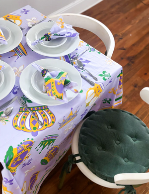 Mardi Gras Crown Tablecloth Lavender