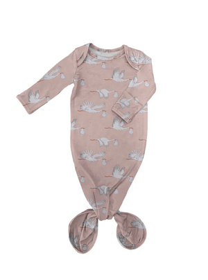 Pink Stork Gown- 0-3m