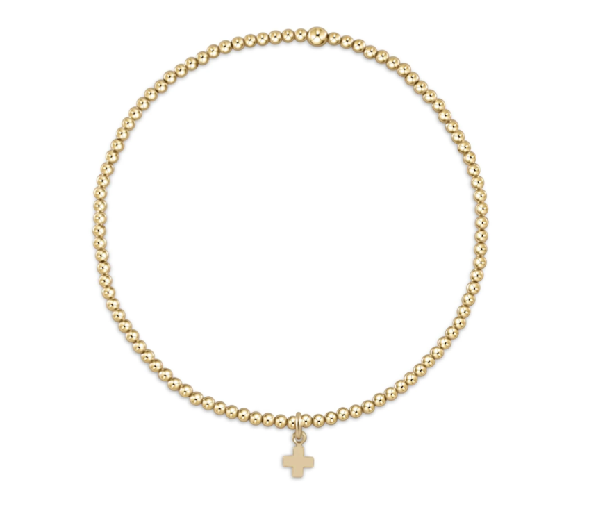 Classic Gold Bead Bracelet Signature Cross Small Gold Charm