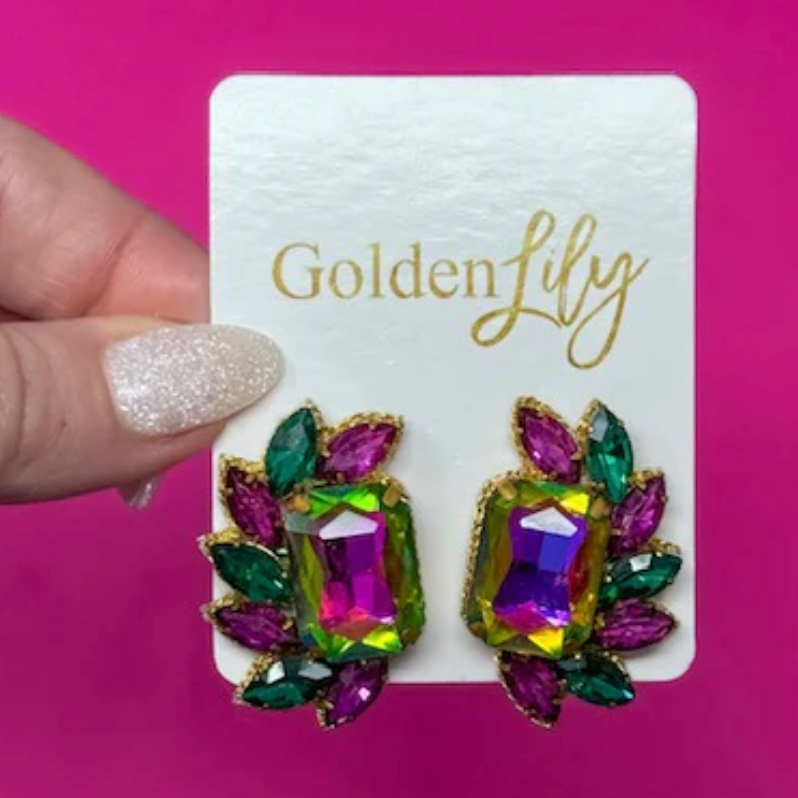 MG Iridescent Fan Stud Earrings