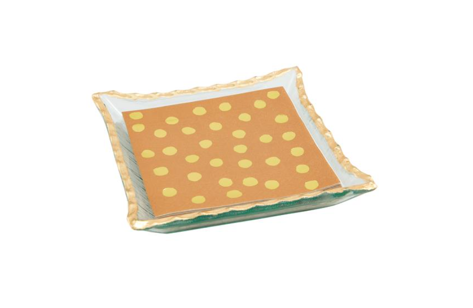 Gold Edge Glass Napkin Caddy