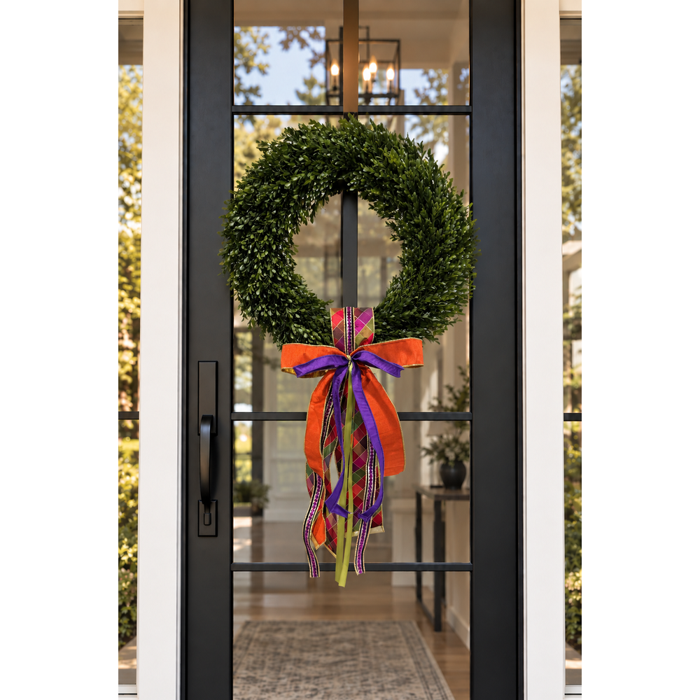 Falling Leaves Plaid Sash & Bow