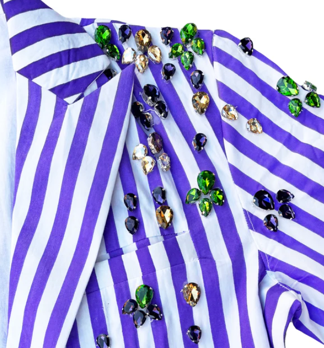 Lavender Striped Blazer with Jewels