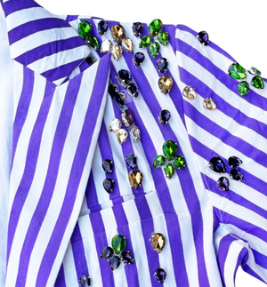 Lavender Striped Blazer with Jewels