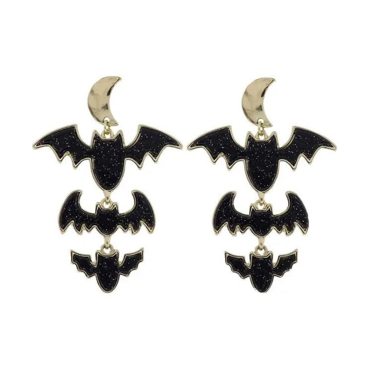 Moon with Bats Earring