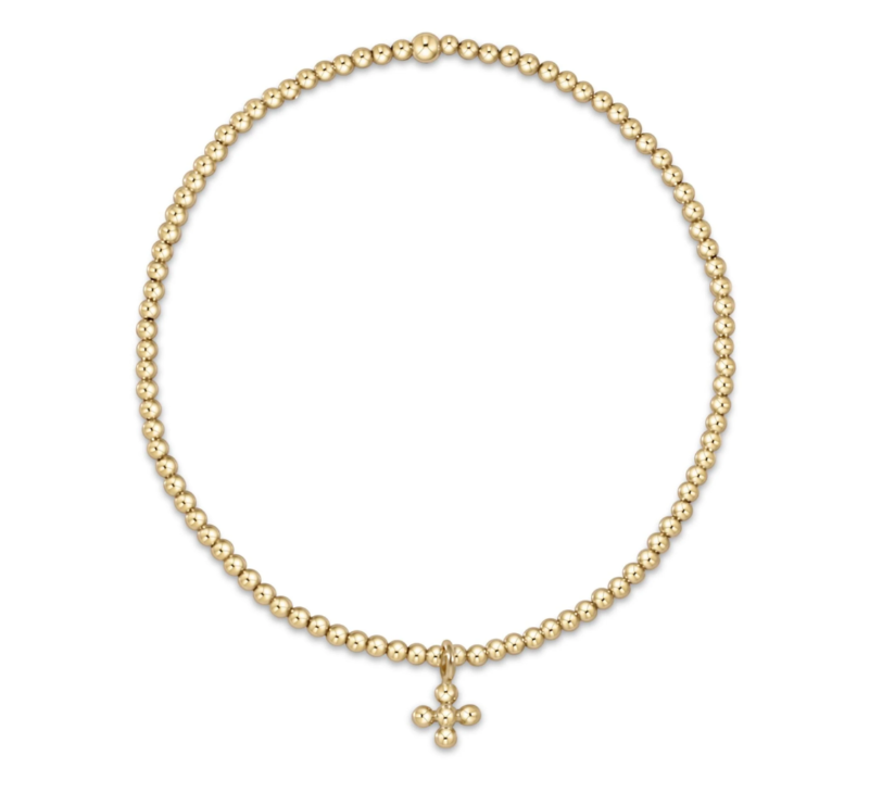 Classic Gold Classic Beaded Signature Cross Small Gold Charm