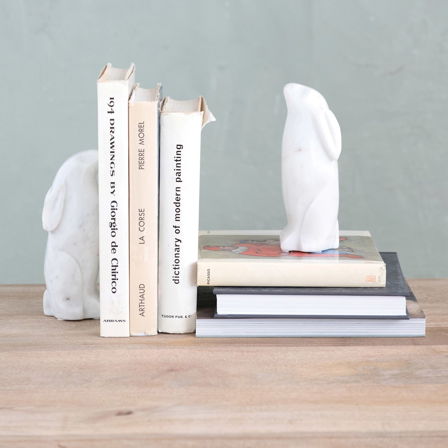 Hand-Carved Marble Rabbit Bookend (Sold Separately)