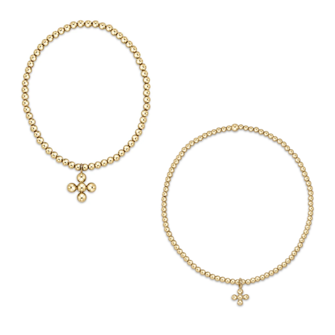 Classic Gold Classic Beaded Signature Cross Small Gold Charm