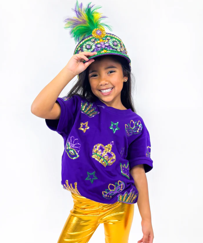Youth Short Sleeve Purple Crown Pullover