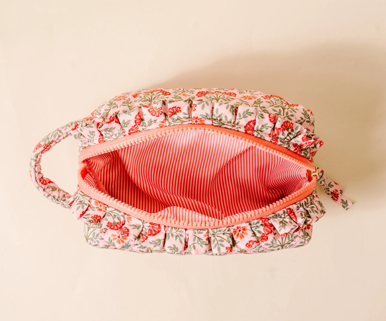 Quilted Cosmetic Pouch- Dusty Rose