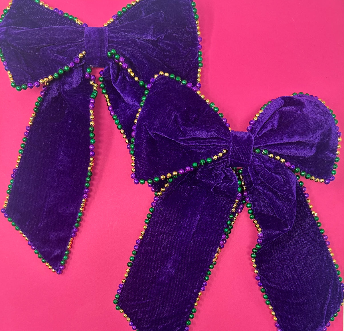Purple Velvet Mardi Gras Bow
