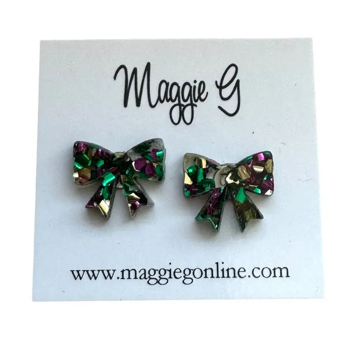 Mardi Gras Bow Studs