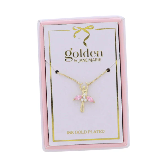 Pink Crystal Ballerina Necklace