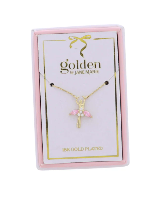 Pink Crystal Ballerina Necklace