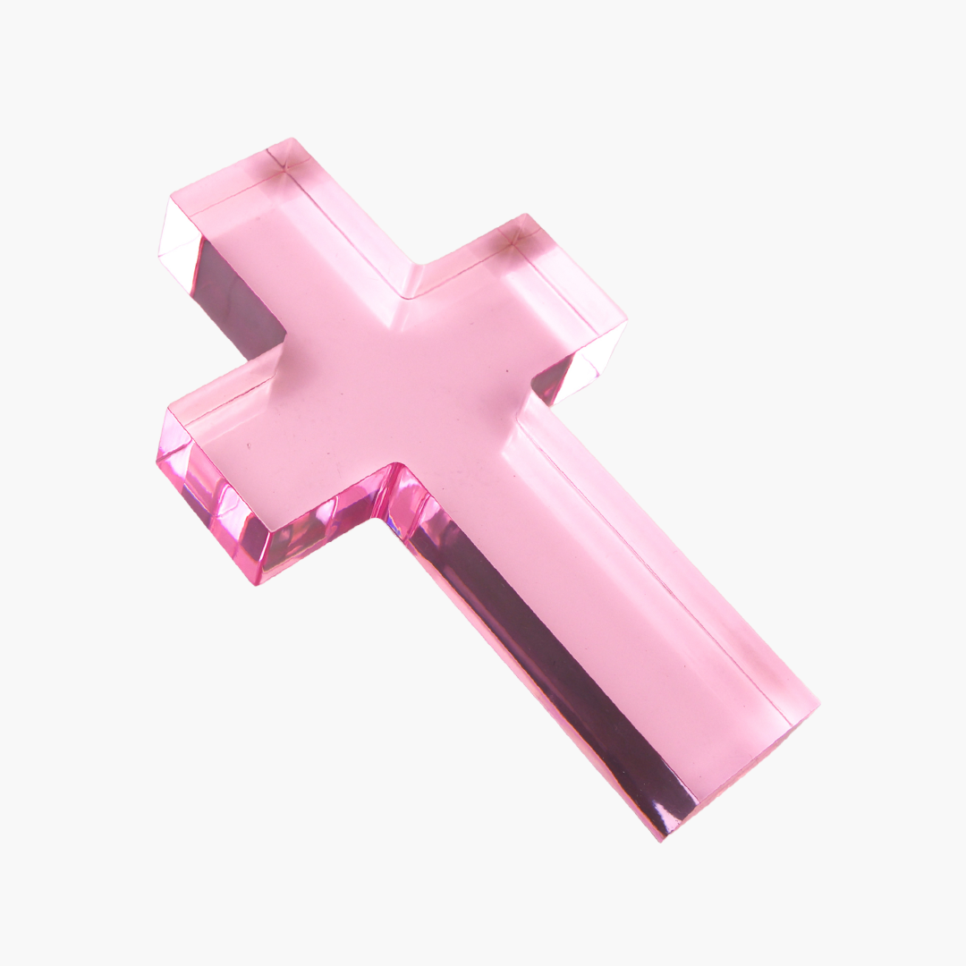 Pink translucent acrylic cross