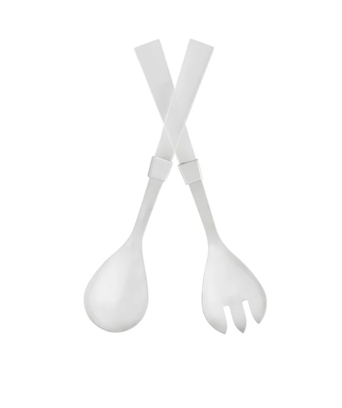 Crossed silver salad spoon and fork