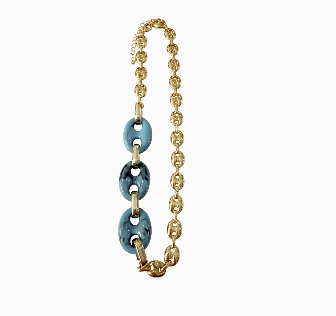 Ana Chain Link Necklace - Turquoise