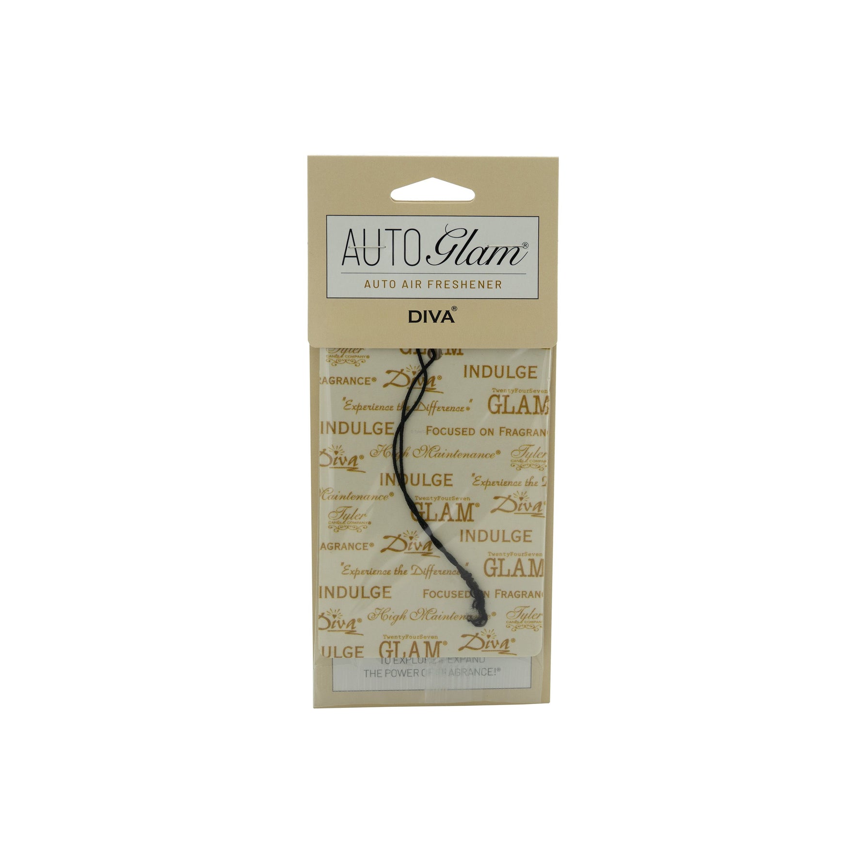 Auto Glam Diva auto air freshener in retail packaging