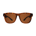 Digital photo of a pair of classic square-frame sunglasses featuring a distinctive tortoiseshell pattern and warm brown lenses on a clean white background