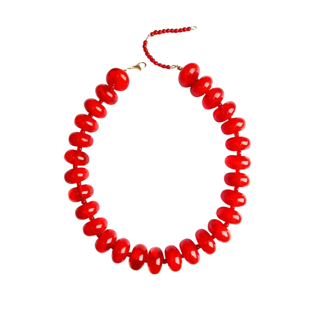 Bailey Chunky Beaded Necklace - Red