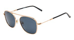 Photograph of I-SEA Beckett aviator sunglasses featuring a rose gold metal frame dark grey tinted lenses and black temple tips